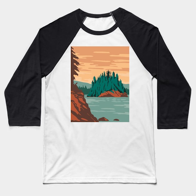 Isle Royale National Park and of islands in Lake Superior Michigan United States WPA Poster Art Color Baseball T-Shirt by patrimonio